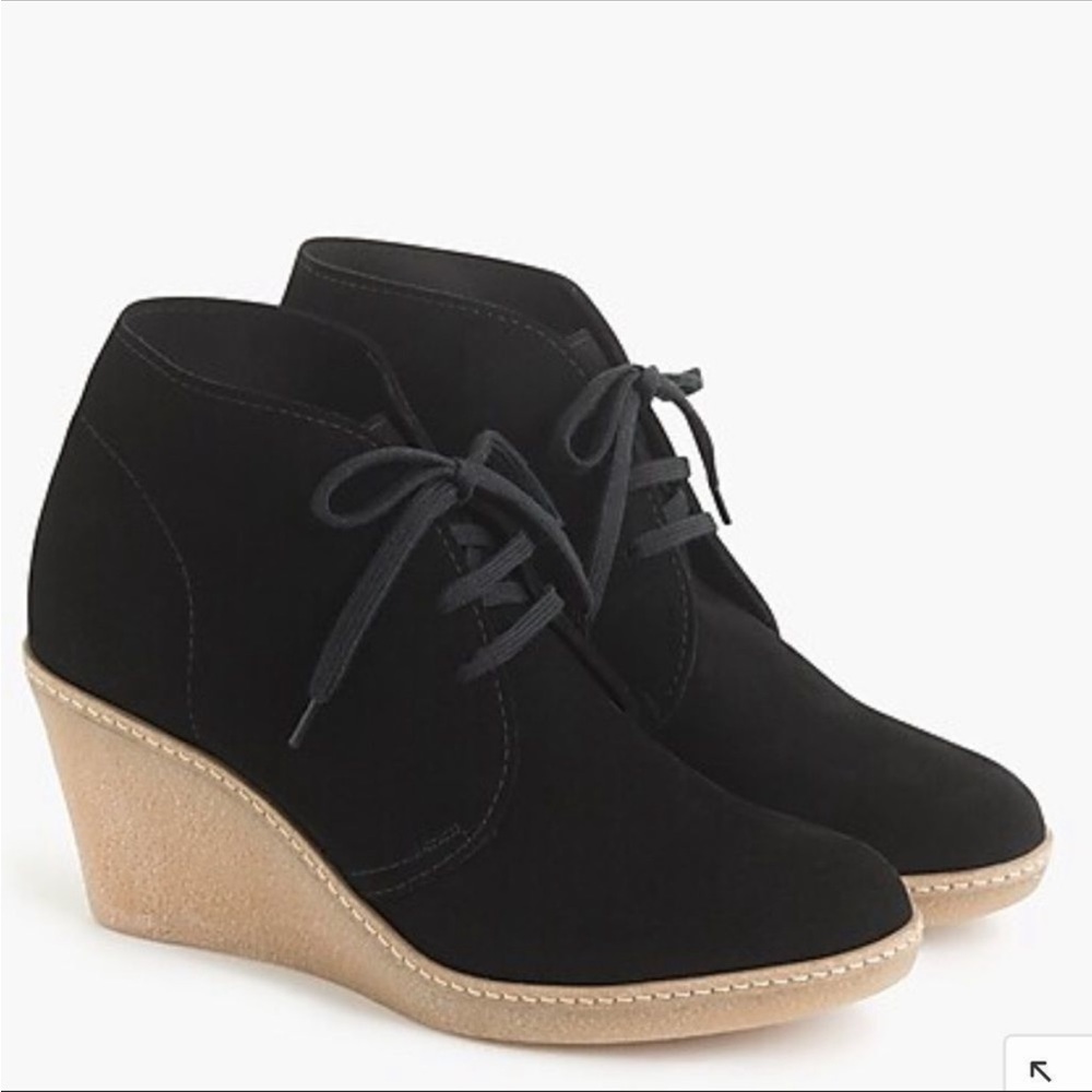 J. Crew black suede wedges Sz 9